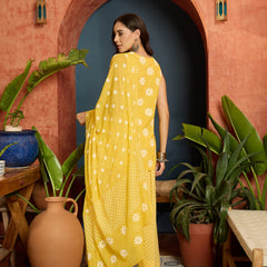 Stylum Women's Yellow Floral Printed Pure Cotton Straight Kurti Farshi Salwar With Dupatta (KSDYELLOWMAGPIE)