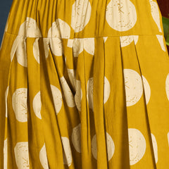 Stylum Women's Mustard Polka Dot Printed Pure Cotton Straight Kurti With Farshi Salwar (KSMUSTGOTTEX)
