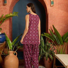 Stylum Women's Rust Ethnic Motifs Printed Pure Cotton Straight Kurti With Farshi Salwar Set (KSRUSTFILLA)