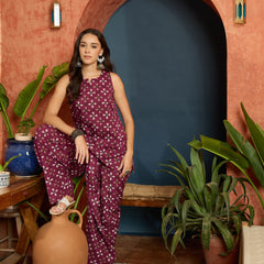 Stylum Women's Rust Ethnic Motifs Printed Pure Cotton Straight Kurti With Farshi Salwar Set (KSRUSTFILLA)