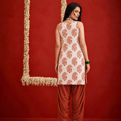 Stylum Women's White Printed Rayon Short Kurti With Farshi Salwar Set (KSWHITEHAYATT)