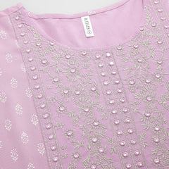 Stylum Women's Green Printed & Embroidered Rayon Anarkali Kurta (LAVENDERDION)