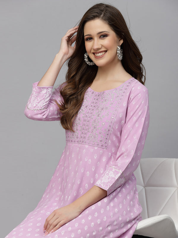 Embroidered Rayon Anarkali Kurta