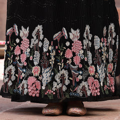 Stylum Women's Solid & Embroidered Georgette Lehenga Dupatta with Blouse (LEHBLACKBUG)