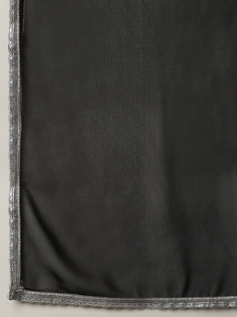 Stylum Women's Solid & Embroidered Georgette Lehenga Dupatta with Blouse (LEHBLACKBUG)