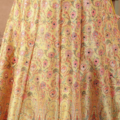 Stylum Women's Floral Printed Silk Blend Lehenga Dupatta with Blouse (LEHMUSTARDDONUT)