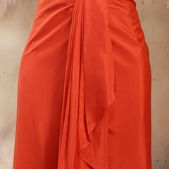 Stylum Women's Orange Solid & Embroidered Silk Draped Lehenga Choli With Shrug (LEHORANGEMIKA)