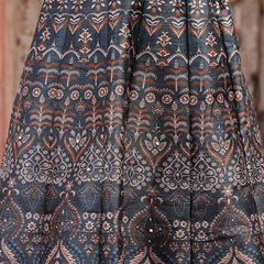 Stylum Women's Printed Silk Blend Lehenga Dupatta with Blouse (LEHTEALROCK)