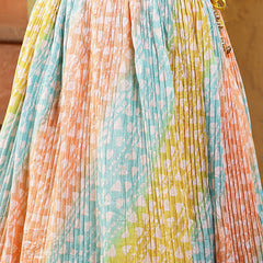 Stylum Women's Printed & Embroidered Silk Blend Lehenga Dupatta with Blouse (LEHYELLOWRAINBOW)