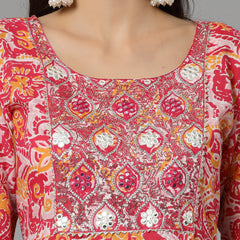 Stylum Women's Printed & Embroidered Cotton Tiered Dress Kurta (LISA)