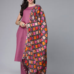 Stylum Women's Solid Cotton Blend Straight Kurta Pant Dupatta Set (MAUVEBETTY)