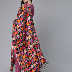 Stylum Women's Solid Cotton Blend Straight Kurta Pant Dupatta Set (MAUVEBETTY)