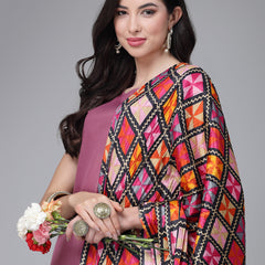 Stylum Women's Solid Cotton Blend Straight Kurta Pant Dupatta Set (MAUVEBETTY)