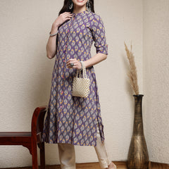 Stylum Women's Floral Printed Rayon A-Line Kurta (MERCURY)