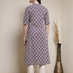 Stylum Women's Floral Printed Rayon A-Line Kurta (MERCURY)