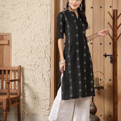 Stylum Women's Self Designed Cotton Blend Straight Kurta (MILTO)