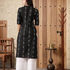 Stylum Women's Self Designed Cotton Blend Straight Kurta (MILTO)