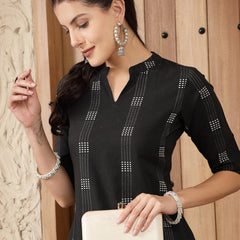 Stylum Women's Self Designed Cotton Blend Straight Kurta (MILTO)