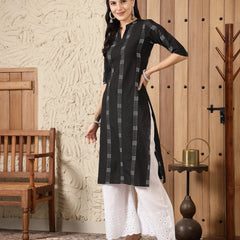 Stylum Women's Self Designed Cotton Blend Straight Kurta (MILTO)