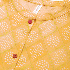 Stylum Women's Bandhani Printed Cotton Blend Straight Kurta (MUSTARDKESAR)