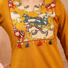 Stylum Women's Mustard Solid Rayon Straight Kurta (MUSTDHARA)