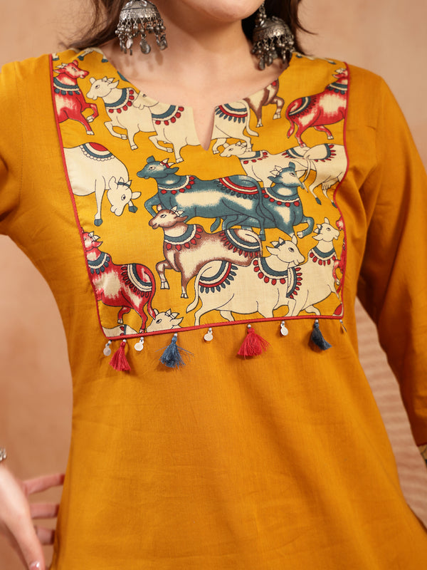 Stylum Women's Mustard Solid Rayon Straight Kurta (MUSTDHARA)