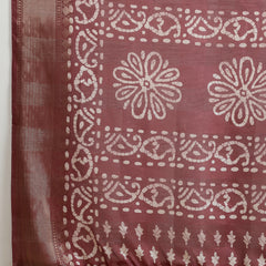 Stylum Women's Batik Print Cotton Blend Saree (Mauvedaabu)