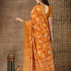 Stylum Women's Paisley Print Cotton Blend Saree (Mustpetal)