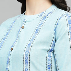 Stylum Women's Woven Design Cotton Blend A-Line Kurta (NANCYBLUE)