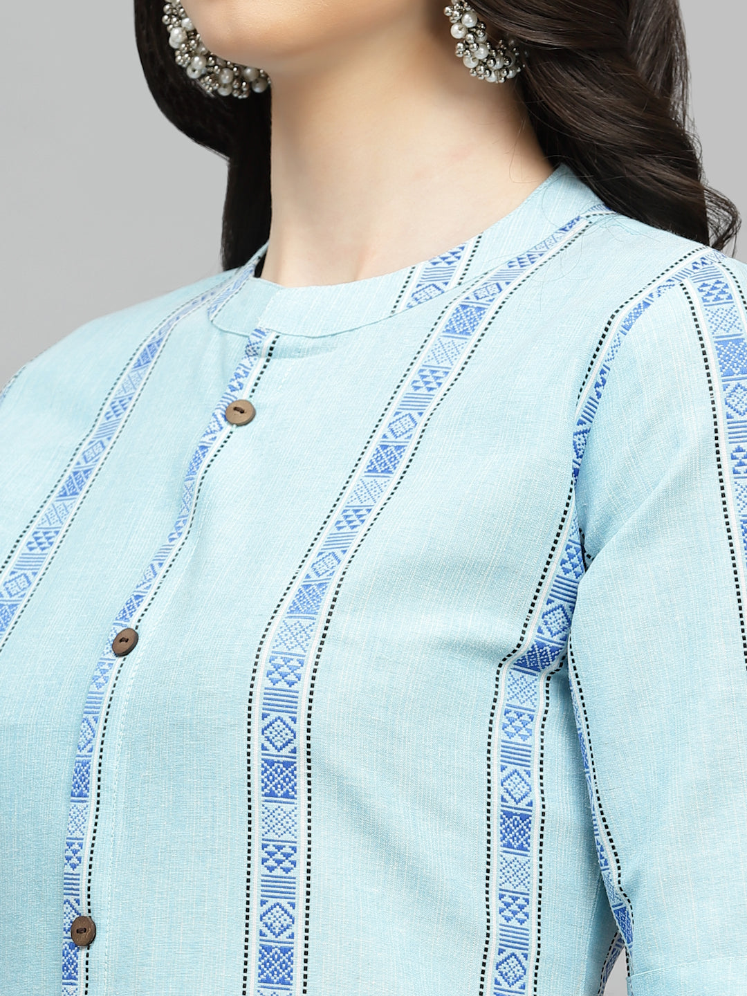 Stylum Women's Woven Design Cotton Blend A-Line Kurta (NANCYBLUE)