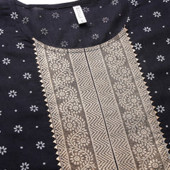 Stylum Women's Floral Printed Rayon Flared Kurta (NAVYSIGMA)