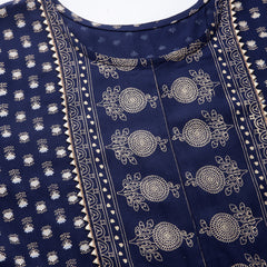 Stylum Women's Gold Printed Rayon Anarkali Kurta (NAVYVISTARA)