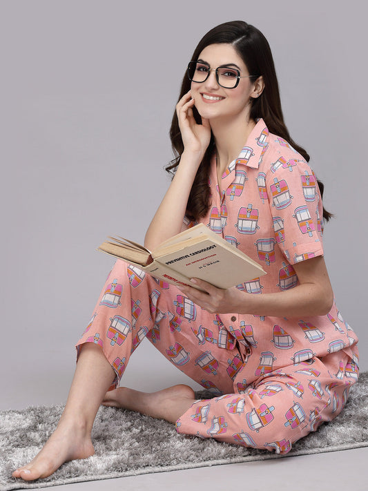 Stylum Women's Printed Cotton Night Suit (NISTAUTO)