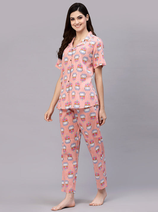 Stylum Women's Printed Cotton Night Suit (NISTAUTO)