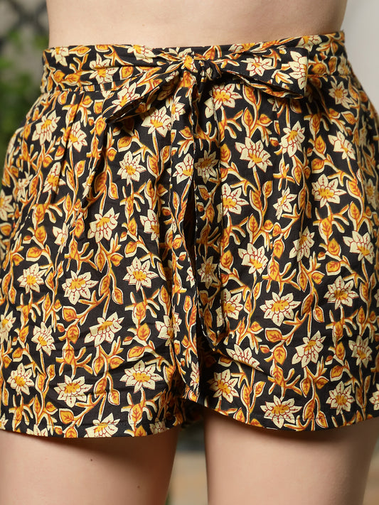 Stylum Women's Black Floral Printed Cotton Night Suit (NISTBLACKPUNK)