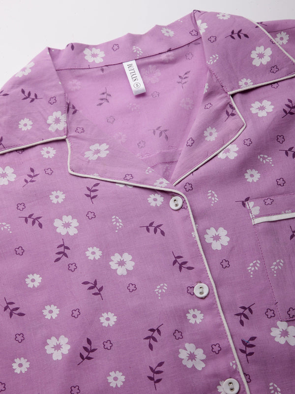 Stylum Women's Floral Printed Rayon Night Suit (NISTLOFI)