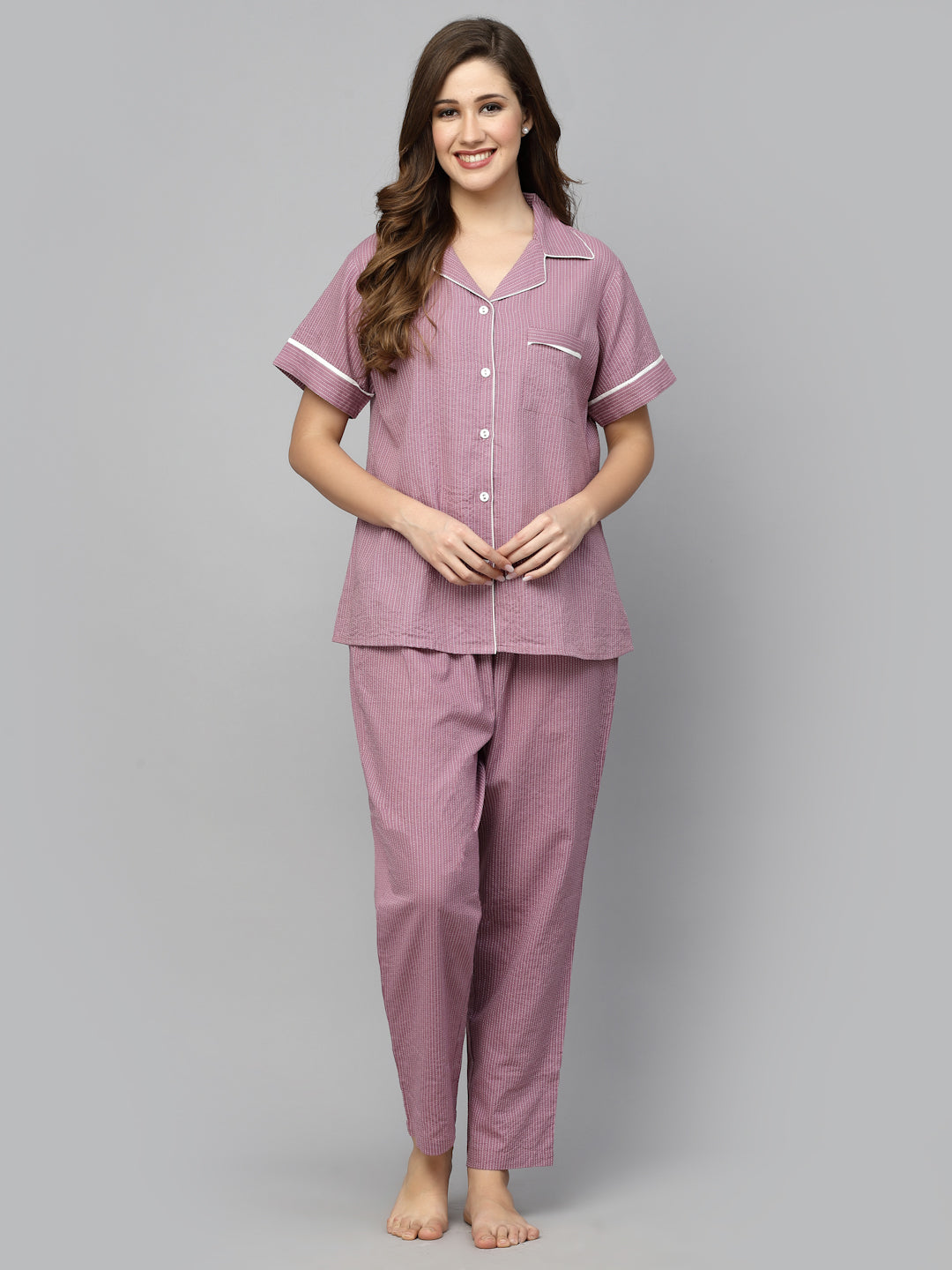 Woven Design Cotton Night Suit