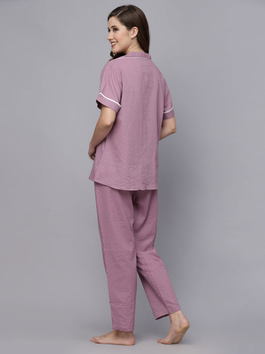 Woven Design Cotton Night Suit