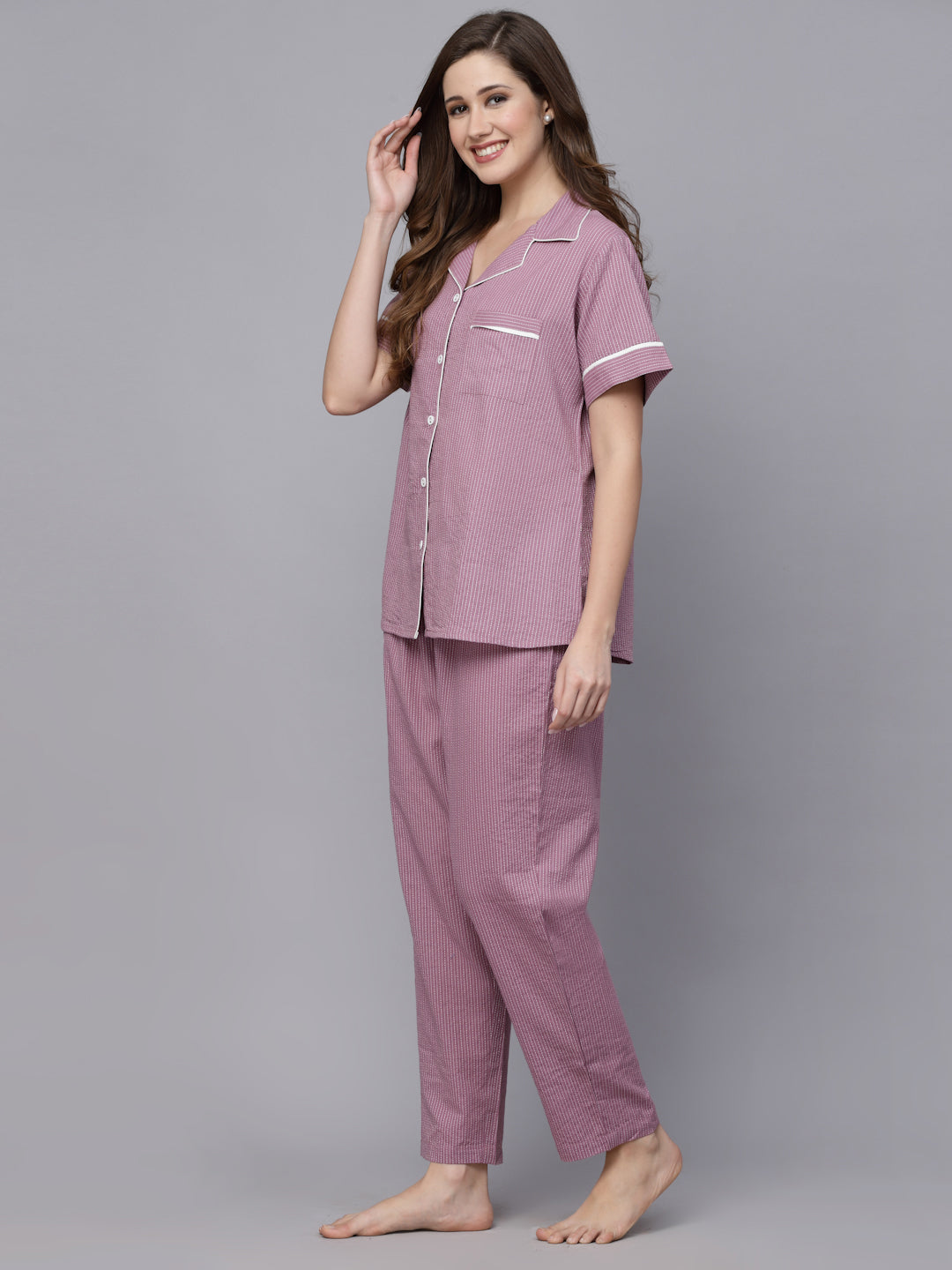 Woven Design Cotton Night Suit