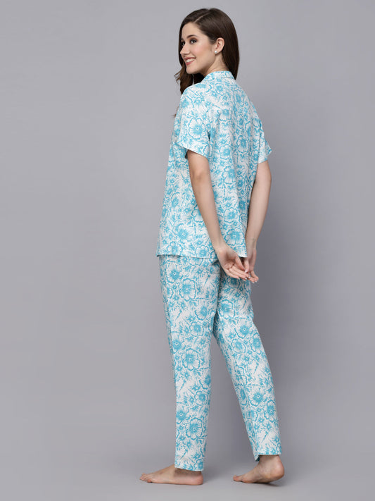 Floral Printed Rayon Night Suit