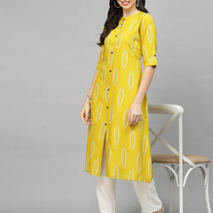 Stylum Women's Block Printed Rayon A-Line Kurta (NOMICORN)