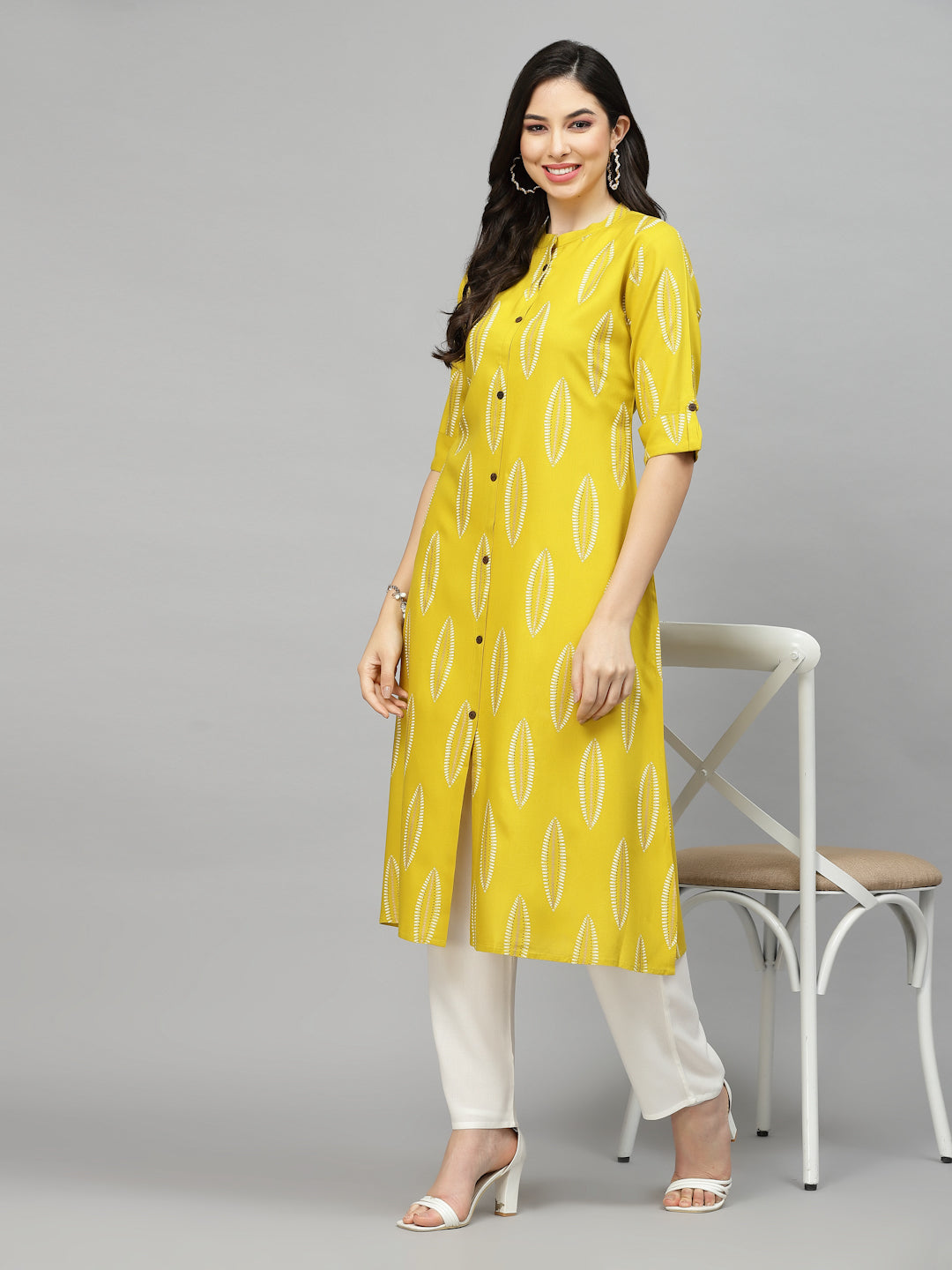 Stylum Women's Block Printed Rayon A-Line Kurta (NOMICORN)