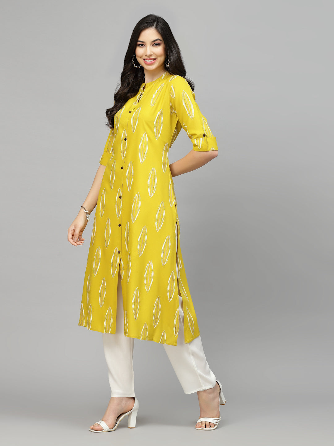 Stylum Women's Block Printed Rayon A-Line Kurta (NOMICORN)