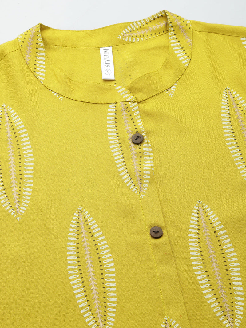 Stylum Women's Block Printed Rayon A-Line Kurta (NOMICORN)