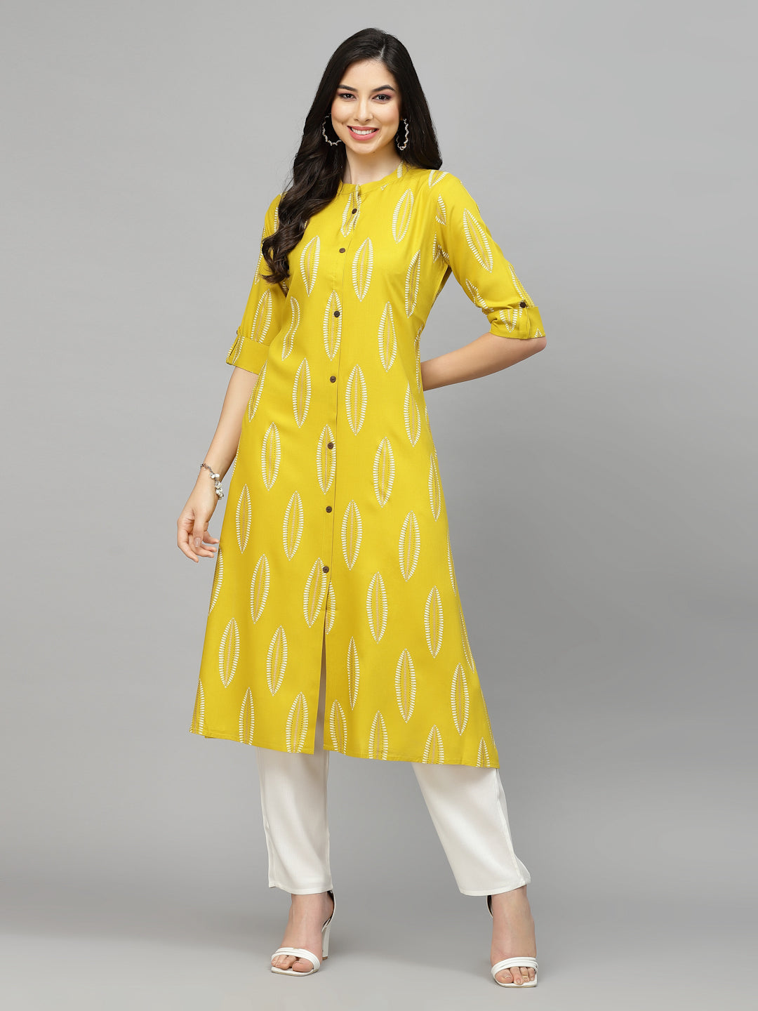 Stylum Women's Block Printed Rayon A-Line Kurta (NOMICORN)