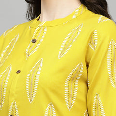 Stylum Women's Block Printed Rayon A-Line Kurta (NOMICORN)