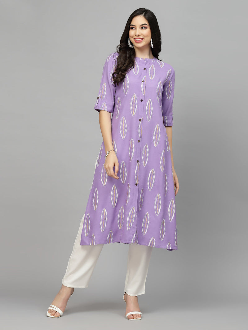 Printed Rayon A-Line Kurta