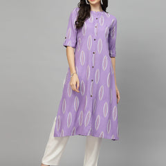 Printed Rayon A-Line Kurta