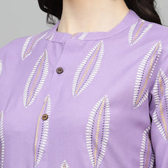 Purple Rayon A-Line Kurta