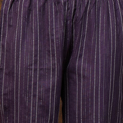 Stylum Women's Self Woven Striped Cotton Blend Straight Kurta Pant Set (NOORIWINE)